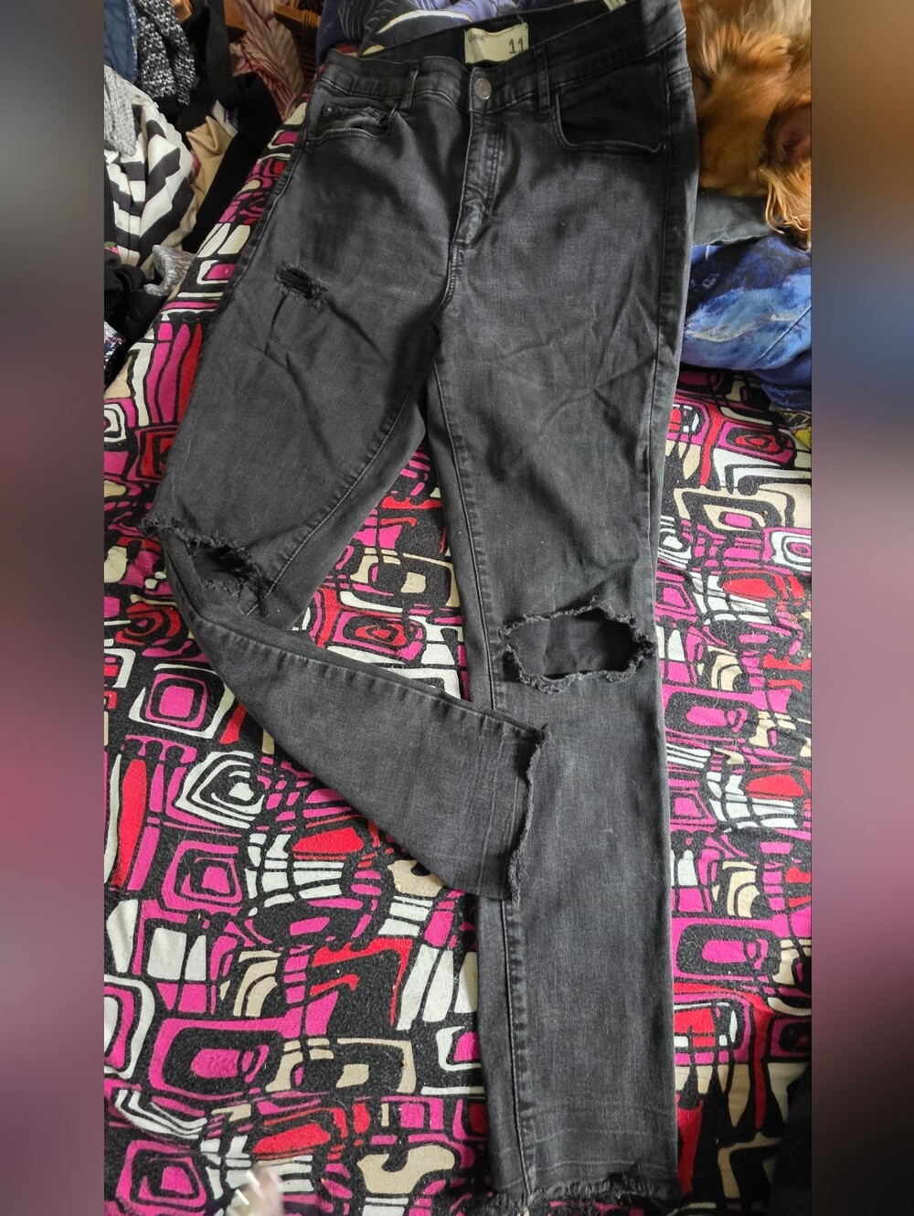 Women’s Distressed Black Garage Ripped Jeans